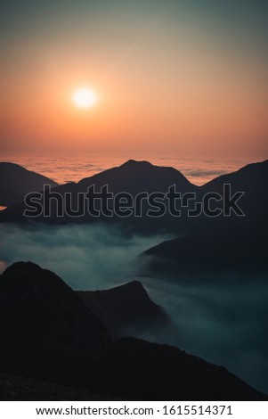 Beautiful mountain sunset at the top of Parana Mountain, in Brazil Royalty-Free Stock Photo #1615514371