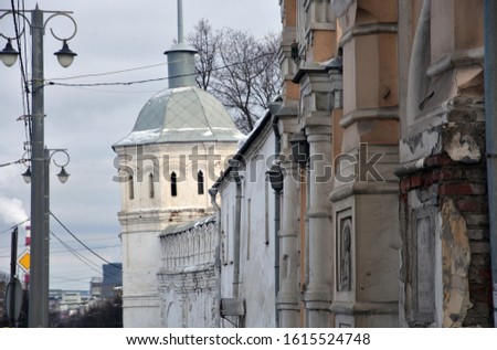 Old church in historical city center of Vladimir town, Russia. Color photo.