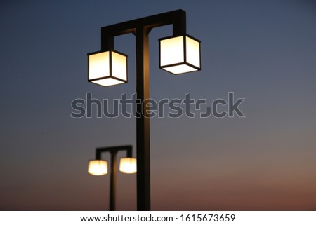 Pictures of park streetlights on the beach