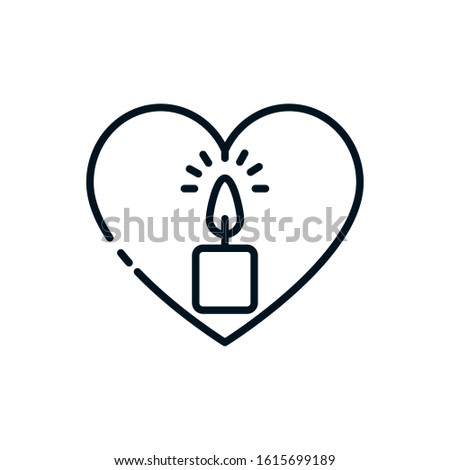 Candle inside heart design, Fire flame candlelight light spirituality burn and decoration theme Vector illustration