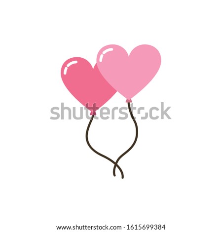 Hearts balloons design of love passion romantic valentines day wedding decoration and marriage theme Vector illustration