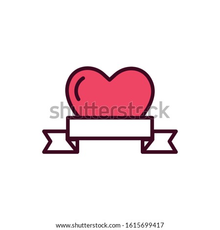 Heart with ribbon design of love passion romantic valentines day wedding decoration and marriage theme Vector illustration