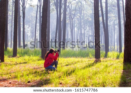 Photographers enjoying nature in the morning