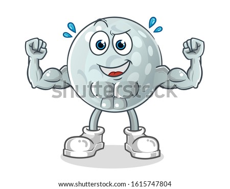 golf ball strong muscle bodybuilder cartoon. cartoon mascot vector
