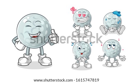 set of golf ball cartoon. emoji with 5 expressive styles. cartoon mascot vector