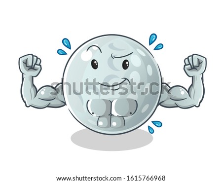 golf ball strong muscle bodybuilder cartoon. cute chibi cartoon mascot vector