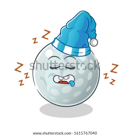 golf ball sleeping with sleeping hat cartoon. cute chibi cartoon mascot vector