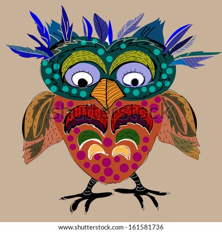 Cute Owl, cartoon drawing, cute illustration for children, vector illustrations (hipster symbol series)