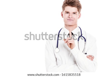 therapist showing up at copy space.isolated on a white background