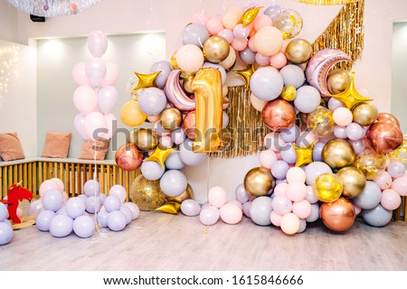 Decorations for children's parties, children's birthday. Royalty-Free Stock Photo #1615846666