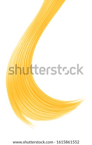 Blond hair isolated on white background. Long ponytail