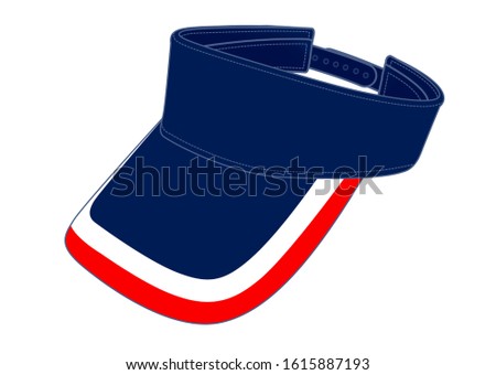 Sun Visor Cap Design Vector With Navy/Red/White Colors