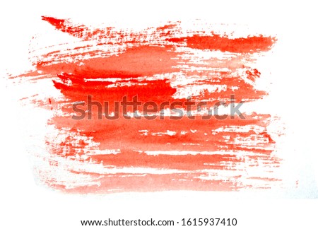 Red watercolor background isolated on white. Top view.