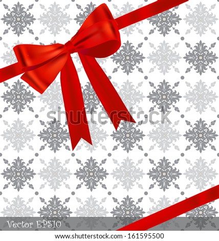 Vintage background with red ribbon. Vector illustration.