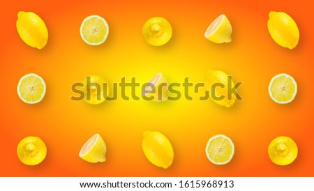 Abstract picture of a lemon on a yellow-red gradient background.