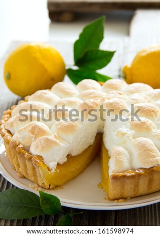 Lemon pie with meringue.