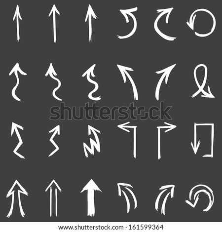 vector set of white hand drawn arrows