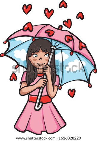 
girl in the rain of hearts