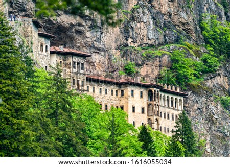 View of Sumela Monastery at Mela Mountain in Turkey Royalty-Free Stock Photo #1616055034