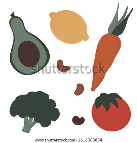 clip art set with hand drawn vegetables