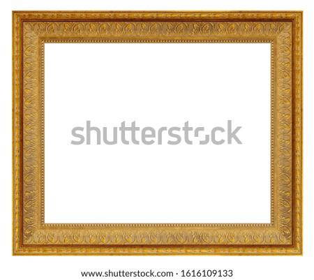 Vintage golden square frame on a white background, isolated