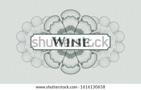 Green rosette (money style emblem) with text Wine inside