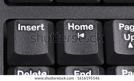 Close up of keyboard of a modern laptop or computer, Top view, Space for text.