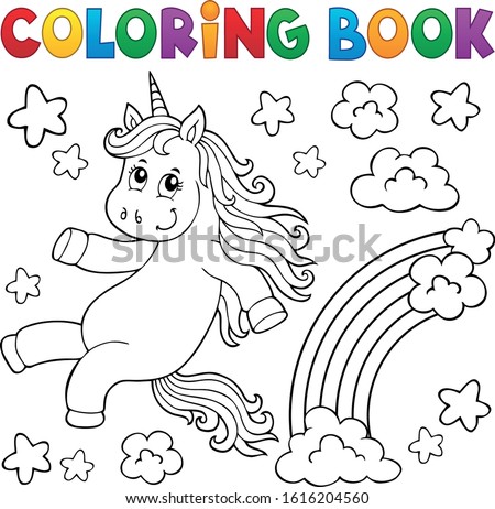 Coloring book cute unicorn topic 2 - eps10 vector illustration.