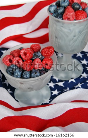 raspberry and blueberry with flag