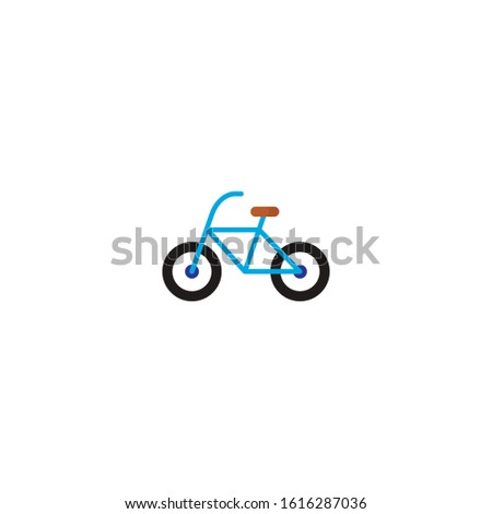Blue bike in a flat style on a white background.