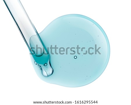 Liquid cool blue gel or serum on white isolated background Royalty-Free Stock Photo #1616295544