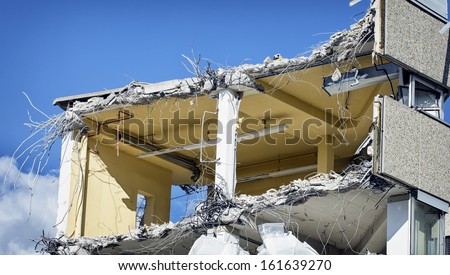 demolishing at a construction site