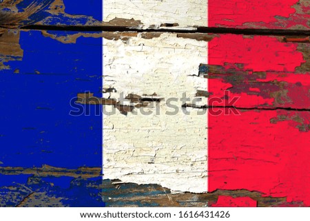 Flag of France on old board