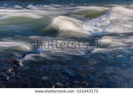 Beautiful flow of water in the mountain river