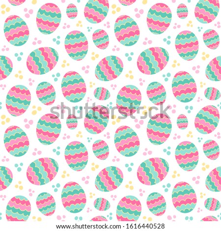 Seamless pattern with cute Easter eggs. Happy Easter vector background.
