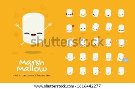 Vector set of cartoon images of marshmallow. Vector Illustration