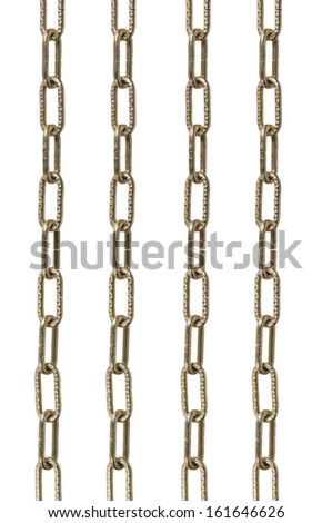  metal chain parts on white background.  