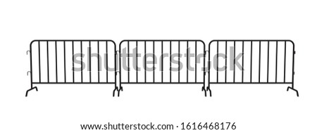 Urban portable steel barrier. Black silhouette of a barrier fence on a white background. Royalty-Free Stock Photo #1616468176