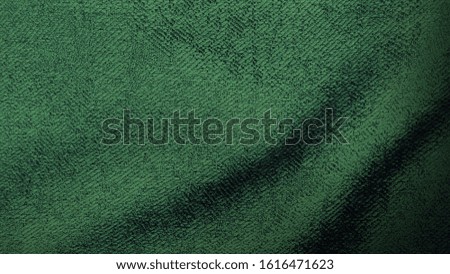 dark green background with abstract highlight corner. dark green fabric texture with black gradient from corner. 