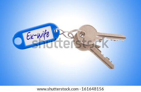 Key with blank label isolated on white background, ex-wife