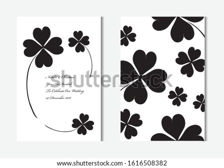 Elegant cards with decorative lucky clovers, design elements. Can be used for wedding, baby shower, mothers day, valentines day, birthday cards, invitations, greetings. Vintage decorative flowers.