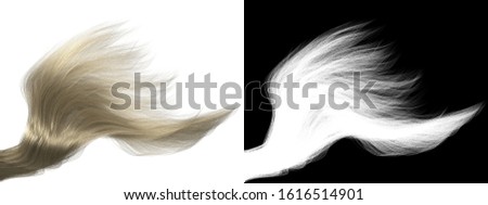 Fair Natural Blowing Hair Isolated Design - Platinum Blonde Long Frizzle with Alpha Channel - Beauty Curls 3d Model Rendering Background Illustration 
