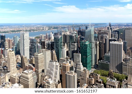 New York City Lower Manhattan Aerial panoramic view, NYC