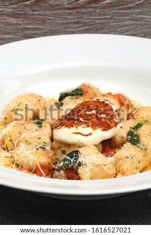 gnocchi with gratin burrata cheese