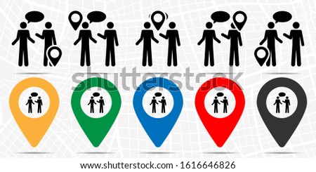 Two people talking icon in location set. Simple glyph, flat illustration element of people theme icons