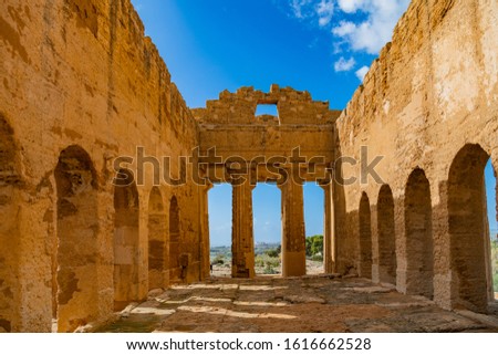The Temple of Concordia is an ancient Greek temple in the Valley of Temples in Agrigento on the south coast of Sicily, Italy.
 Royalty-Free Stock Photo #1616662528