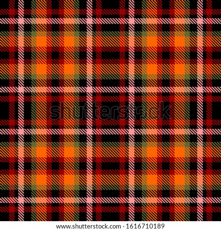 Orange,Red,Green,Black and Pink Tartan Plaid Scottish Seamless Pattern. Texture from tartan, plaid, tablecloths, shirts, clothes, dresses, bedding, blankets and other textile.