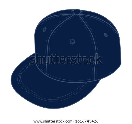 Blank Navy Blue Hip Hop Cap Template on White Background.