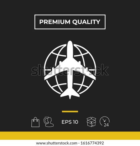 Earth and Airplane logo. Graphic elements for your design