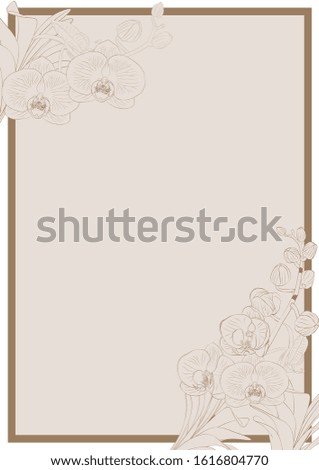 orchid flowers frame decoration.vintage invitation template. retro border vector design illustration.